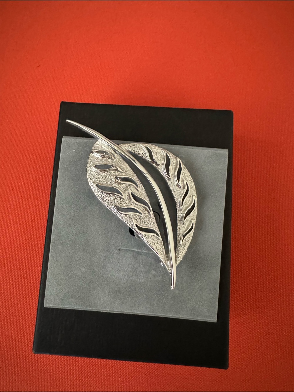 Talbots Silver-Tone Leaf Brooch with Polished Accents